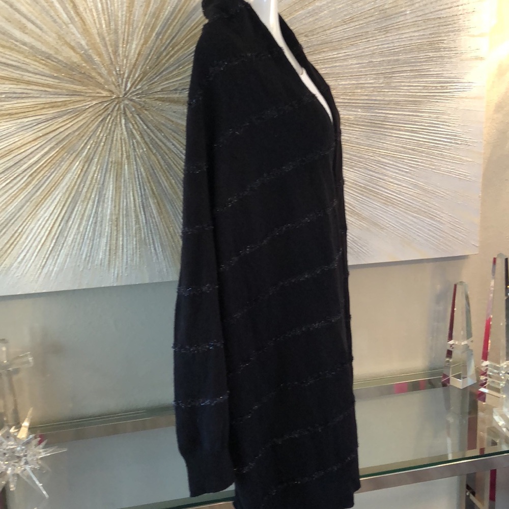 MICHAEL MICHAEL KORS BLACK WITH TINSEL STRIPE DETAILING OPEN FRONT CARDIGAN